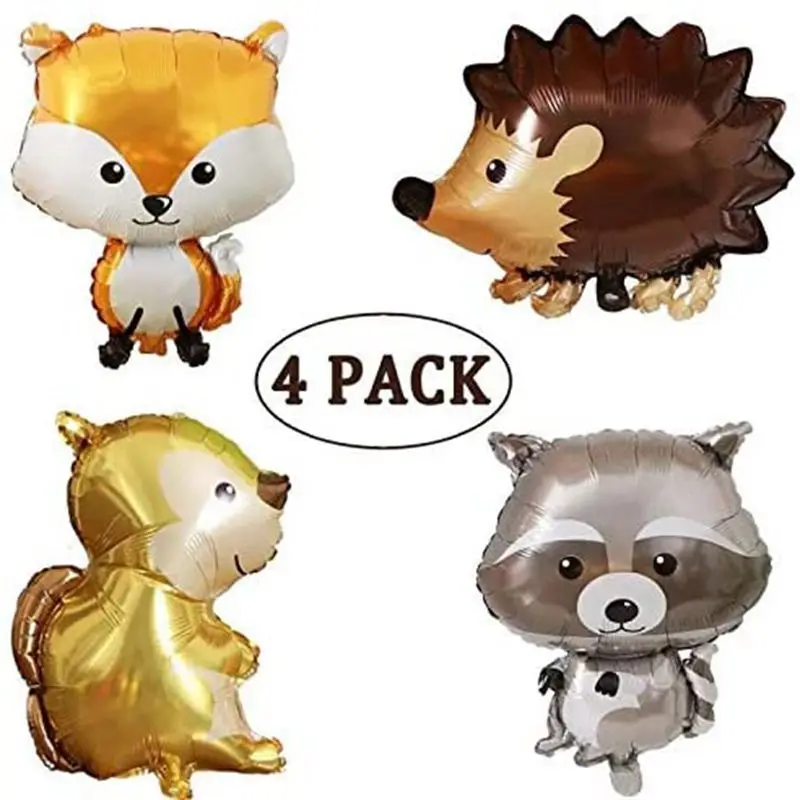 Jungle Theme Animal Balloons For Birthday Party Foil 3D Squirrel Fox Hedgehog balloons
