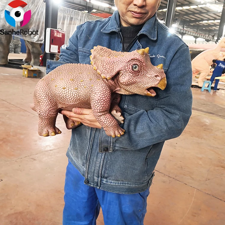 2022 new cute rubber realistic baby dinosaur animal hand puppet toy for sale