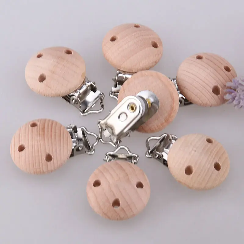 25mm Garment Custom Wooden Pacifier Wood Garter Belt 25mm Metal Suspender Clips