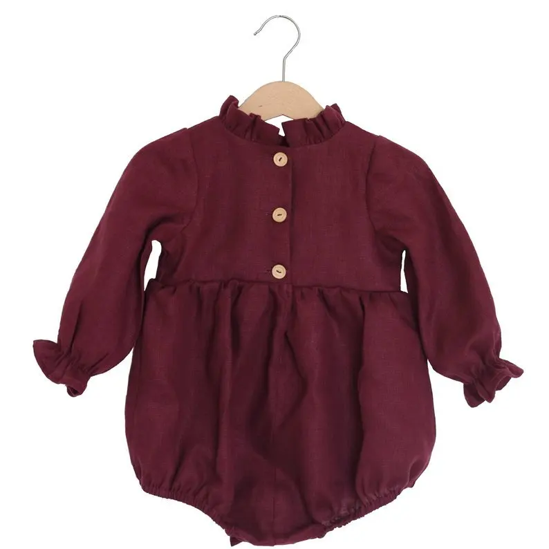 
Hot sale Infant & Toddler Age Group New Arrival Long sleeve Romper Popular Confy Linen cotton Baby Romper 