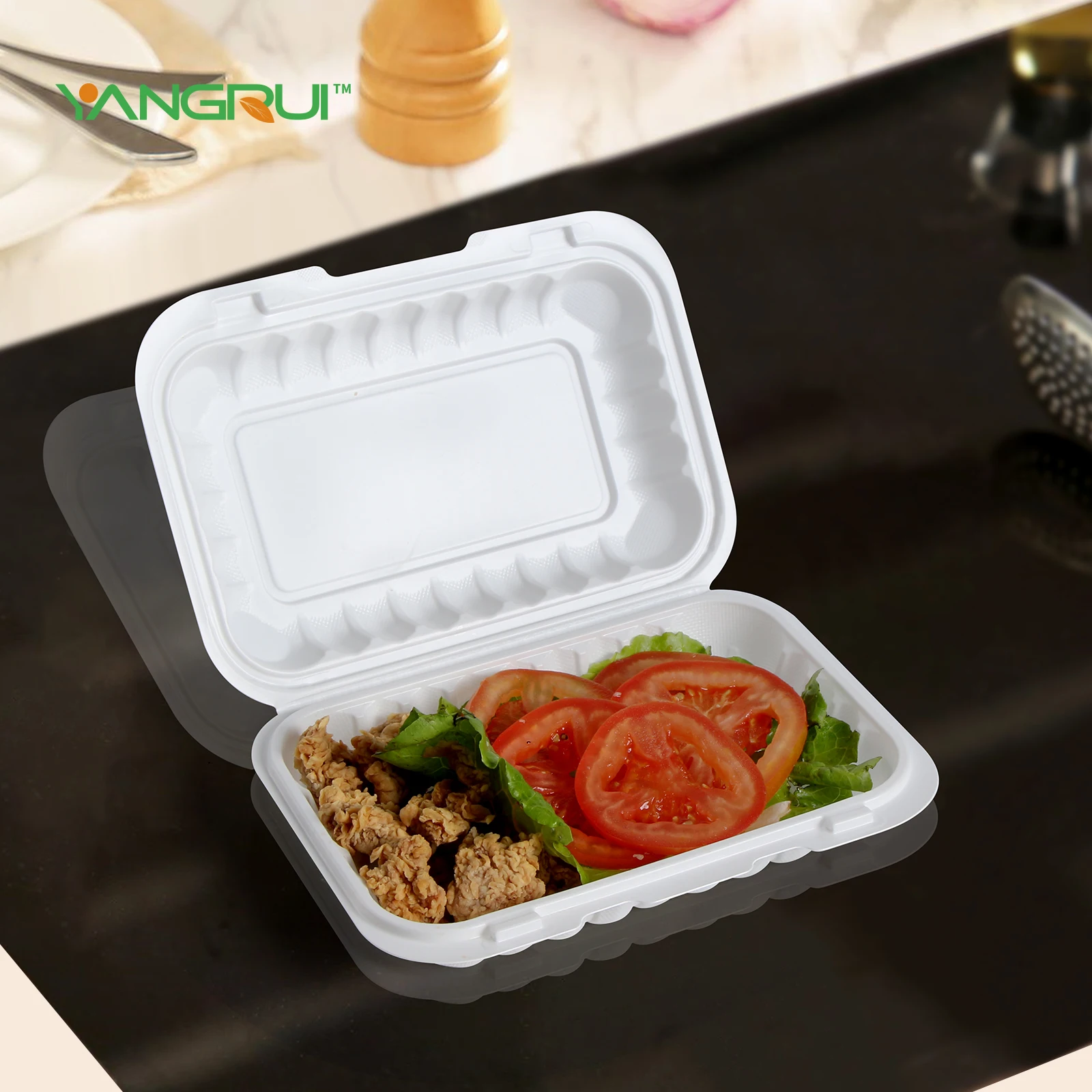 High Quality Wholesales Customized Green Safe Plastic Food Storage Container High Temperature Resistant Takeaway lunch box