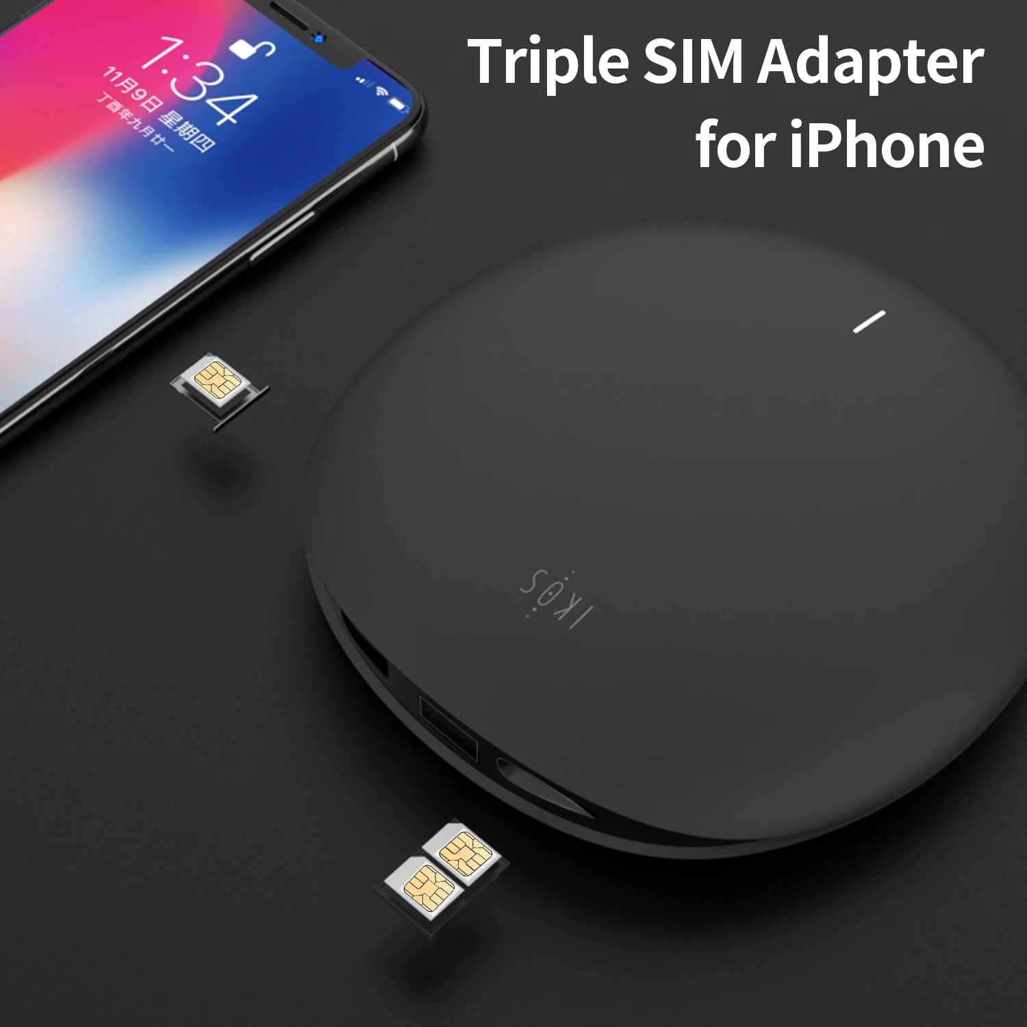 IKOS 4G Network Free Roaming Wifi Gsm Dual Sim Card Adapter For Iphone series