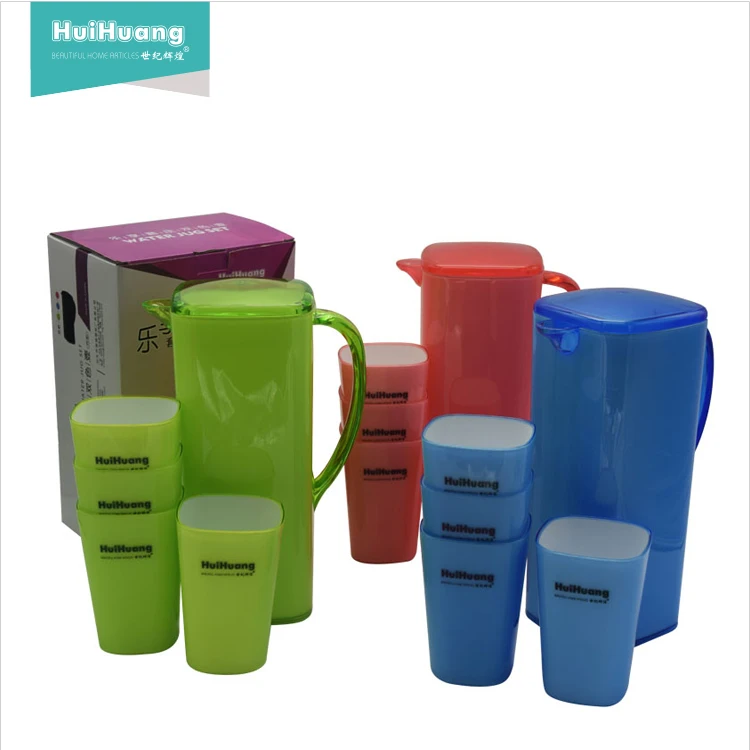 
double wall 1500ml plastic water pitcher plastic water jug water pot with 4 cups for coffee tea milk juice 