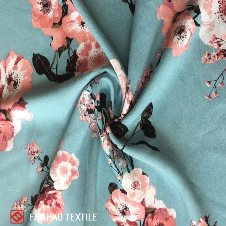 2022 New design breathable absorb-moisture 80gsm flower pattern 100% rayon voile fabric for dress