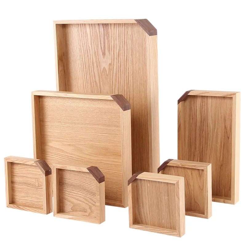 Wood Food Serving Trays Wooden storage box set  with  Laser  Logo Style Time Storage  Design