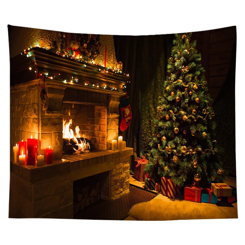 Christmas tapestry for home decorations Christmas banner Wall Hanging Xmas Tapestry Warm Christmas Wall Art for Bedroom Decor