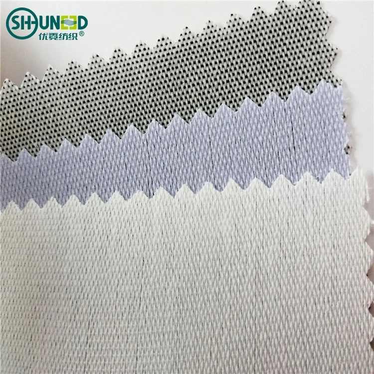 Eco-friendly 230gsm 3.5H Hand Feeling Cap Interlining Cotton Nylon Fusing Garment Woven Rolls for Caps