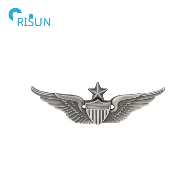 Factory Manufacturer 3D Wing Pins Custom Metal Aviator Wings Pin Senior Aircrew Wing Lapel Pin Badge