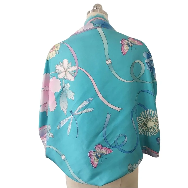 Custom design floral 100% silk satin scarf