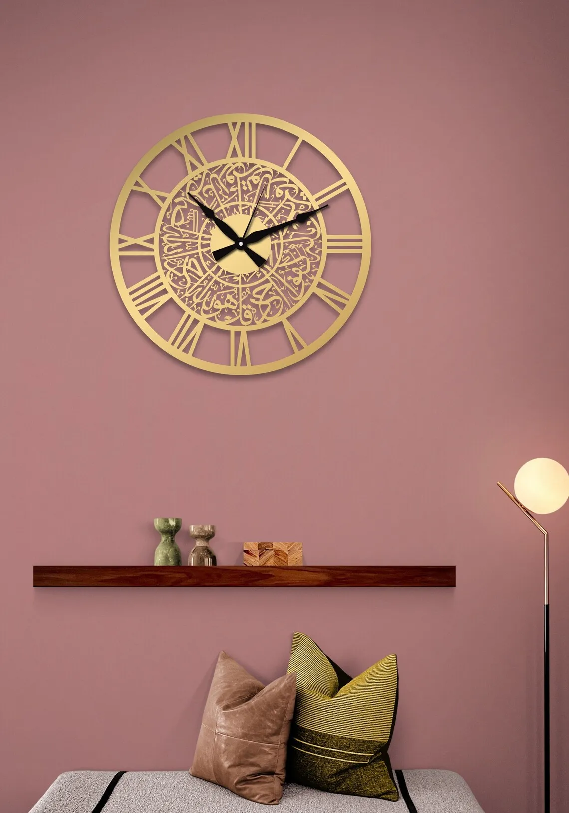 New Metal Islamic Wall Clock Surah Ikhlas Arabic Wall Clock Custom Islamic Home Decor Metal Wall Art