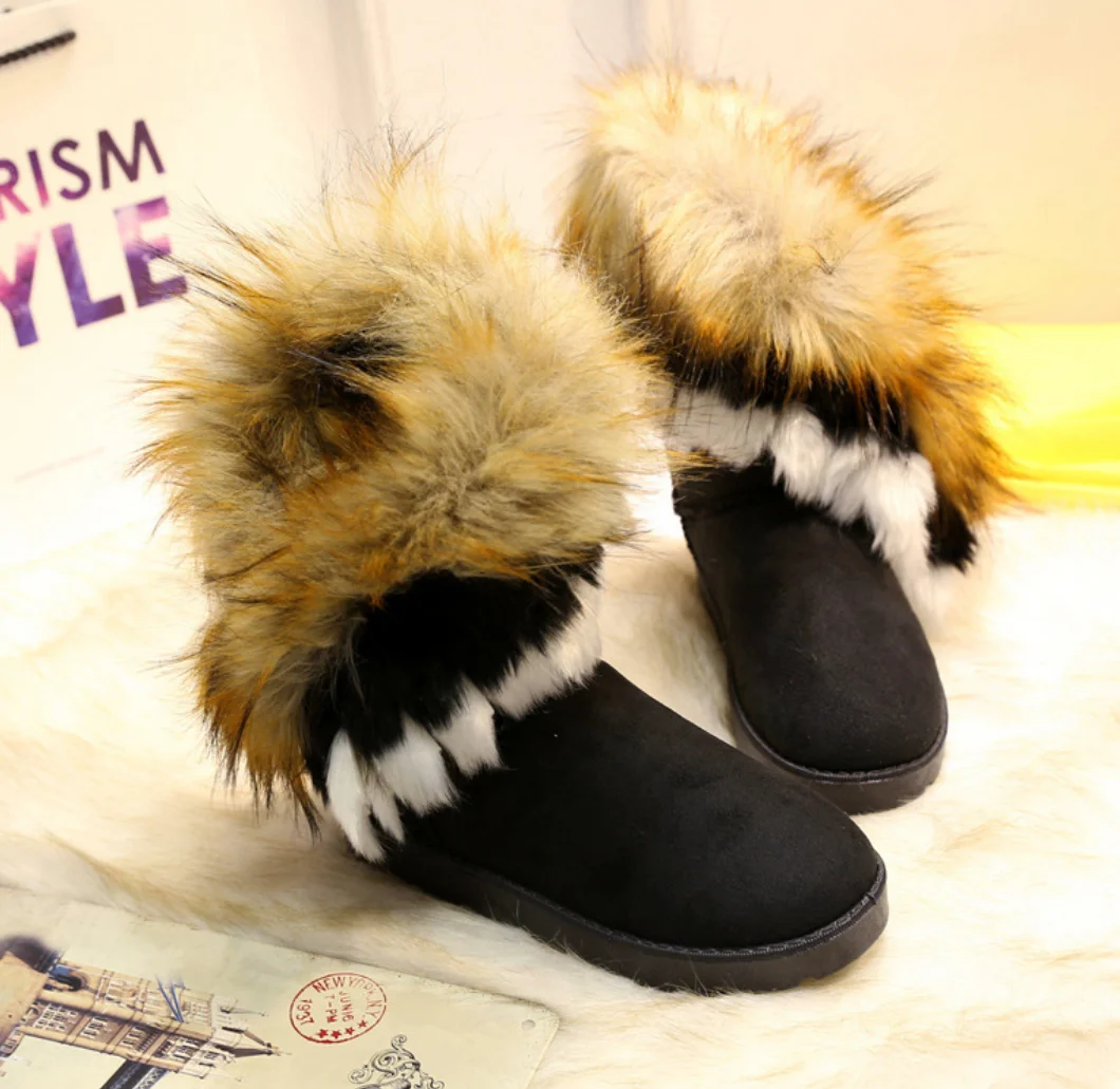 
Hot Selling Many Colors Winter Sheepskin Mid-calf Soft Snow Boots Sheep Wool Warm Tall Shoes with Real Raccoon Trim Tassels 