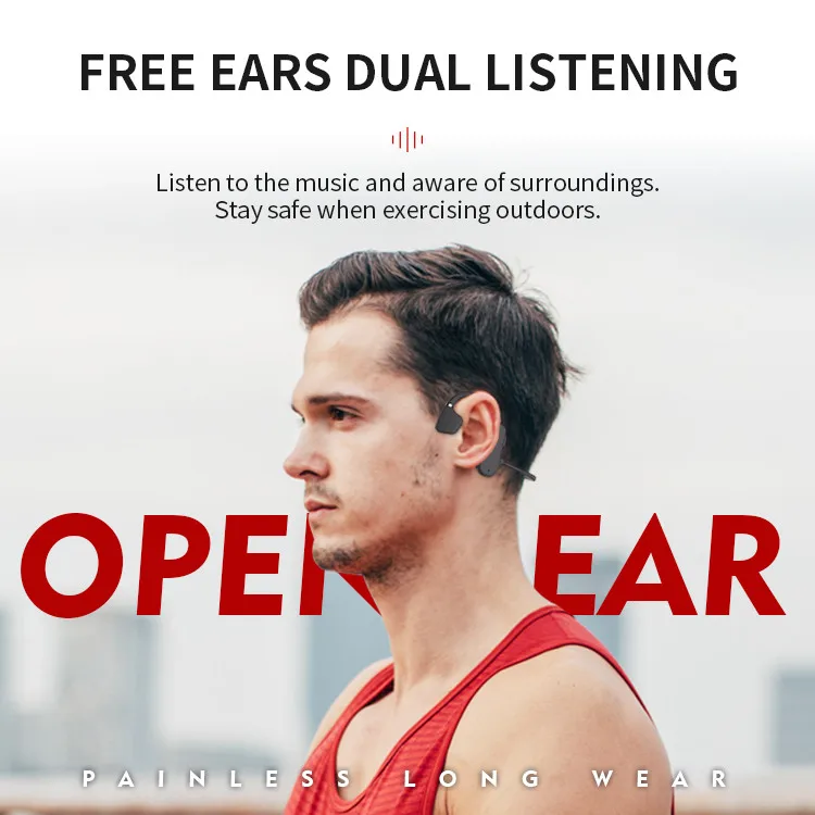 2021 Top Quality Amazon IPX5 Swimming Ear Hook Foldable Waterproof Wireless Bone Conduction Headphone