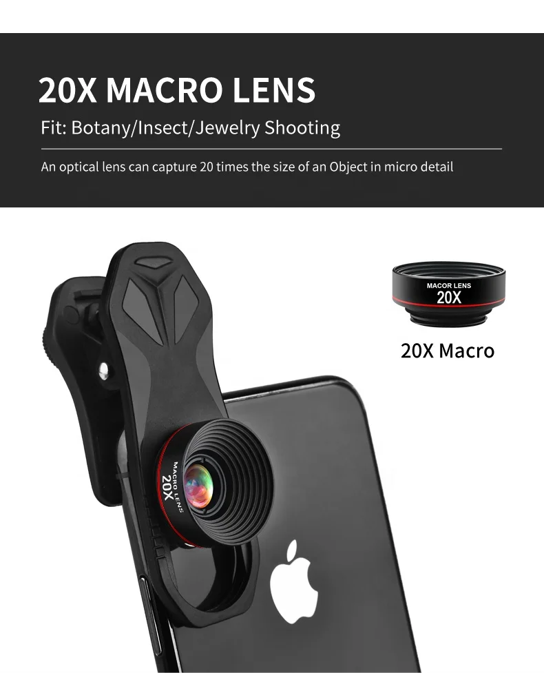 
2021 cross border dedicated mobile phone lens set 4-in-1, telescope wide-angle fisheye macro camera lens 