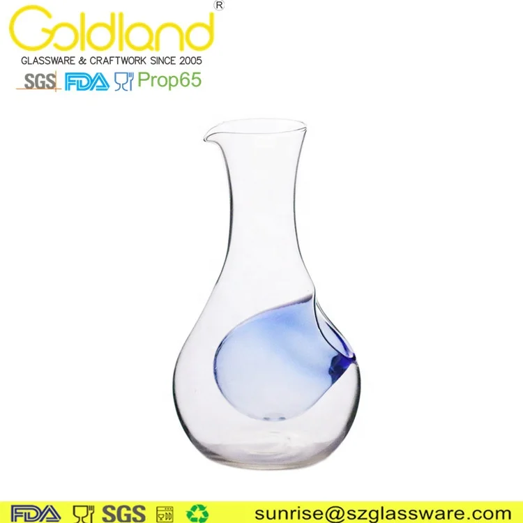 Glass barware Japanese Cold Sake glass Decanter with Colored Ice Reservoir