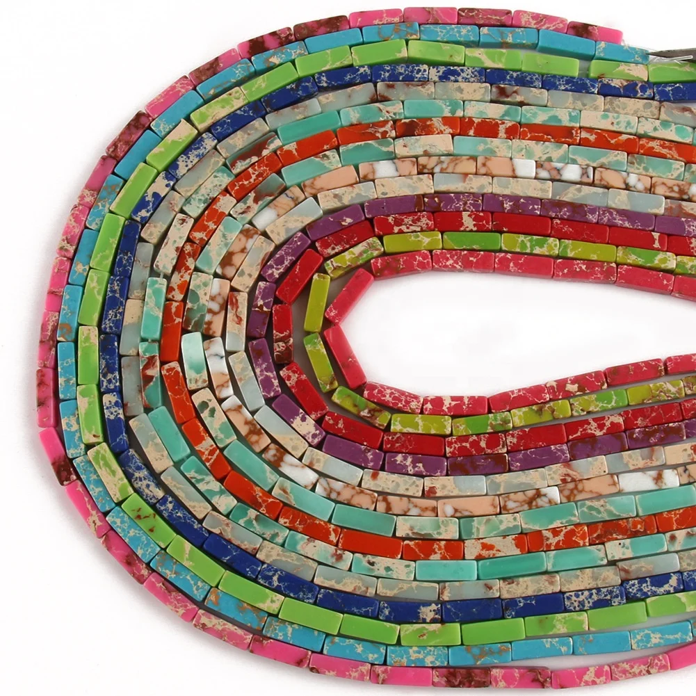 4*13mm Natural Emperor Stone Rectangle Shape Beads Natural sea sediment gemstone Geometry Spacer beads for jewelry makings