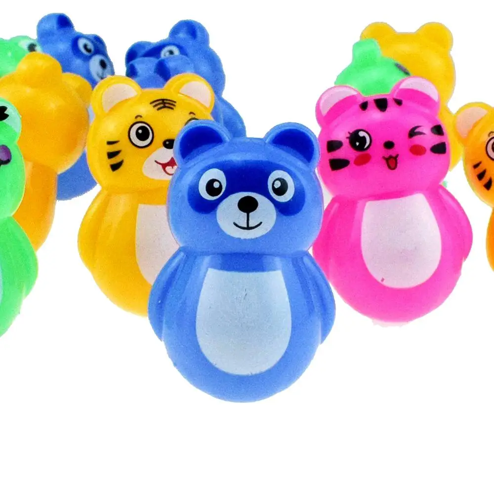 Mini animal tumbler Candy toys Fun and nostalgic cartoon bear tumbler toy model with small capsule toys promotion gift