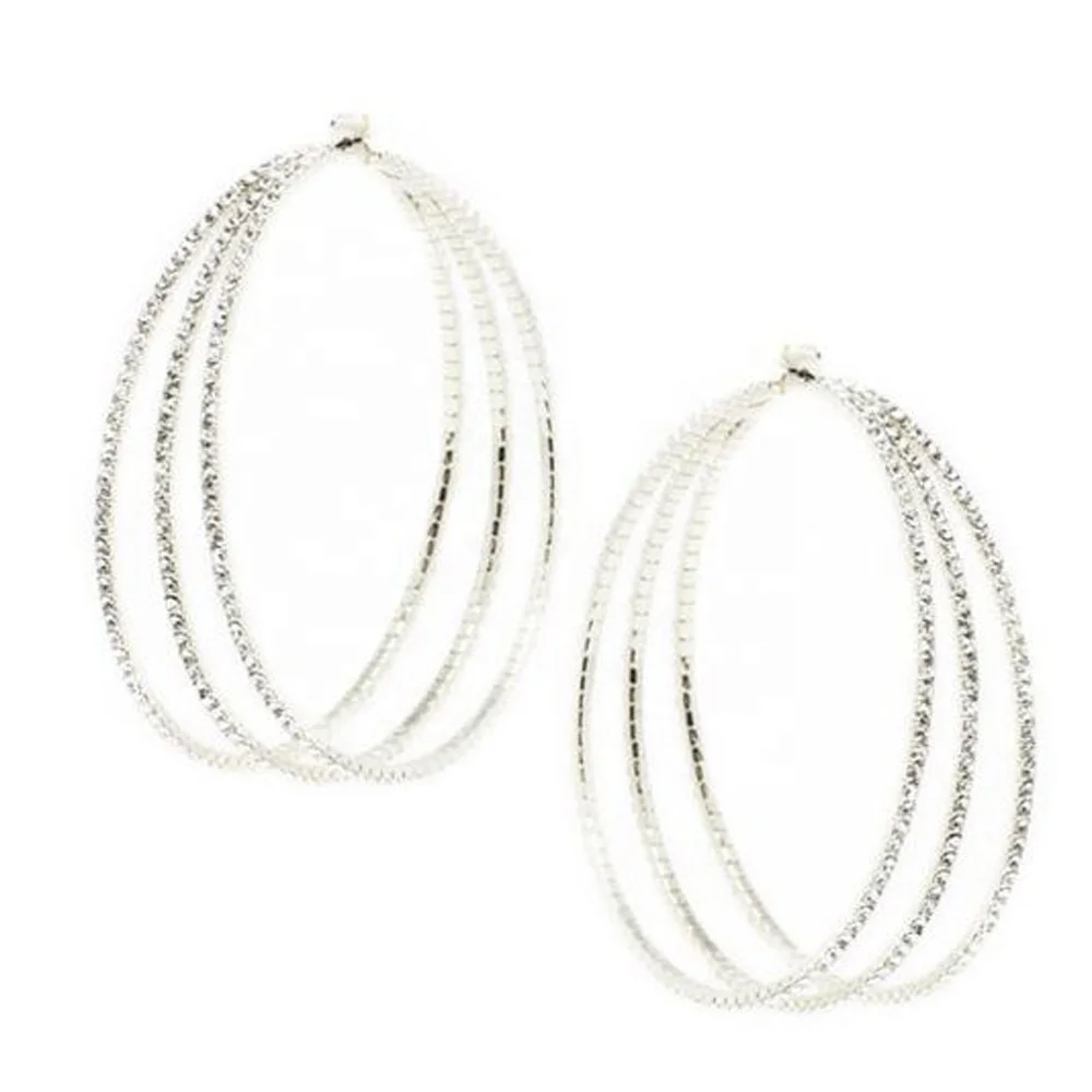 Party Gold Earings Luxury  Classic Jewelry Full Rhinestone Crystal  Big Hoop Earring Shiny Circle Round Hoop Earrings Women