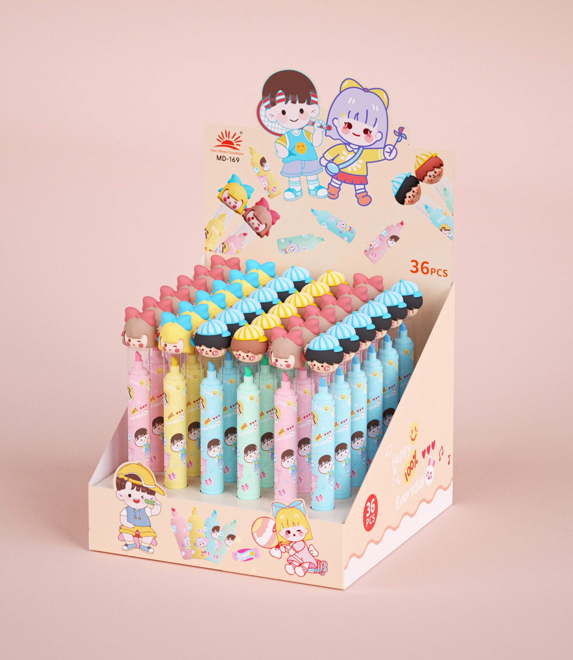 1/4 Cute colorful marker Cartoon pastel Highlighters Pen Paint Marking Fluorescent Mini Size Draw Highlighters 6colors marker pe