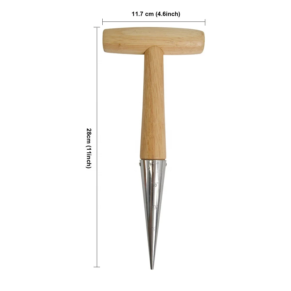wholesale Garden 12pcs bamboo plant tag label stainless steel wooden dibber planting set seeding tools