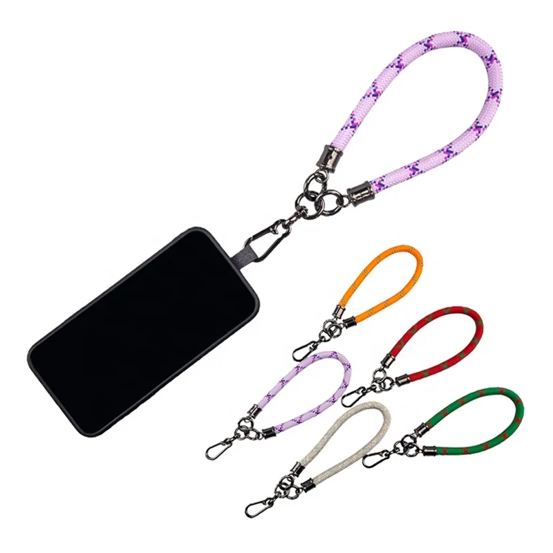 Hot Sale Portable Durable Anti Fall Nylon Cell Mobile Lanyard Phone Strap Wrist Rope With Tab Patch