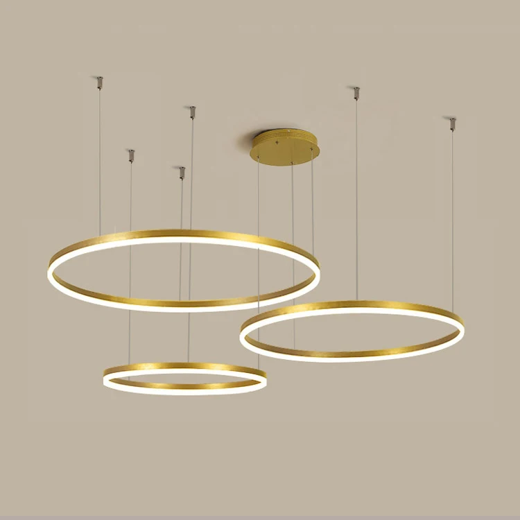 Hanging Pendant Circle 3 Rings Acrylic Ceiling Chandelier Gold Minimalist Large Round Led Chandeliers Modern Pendant Lights