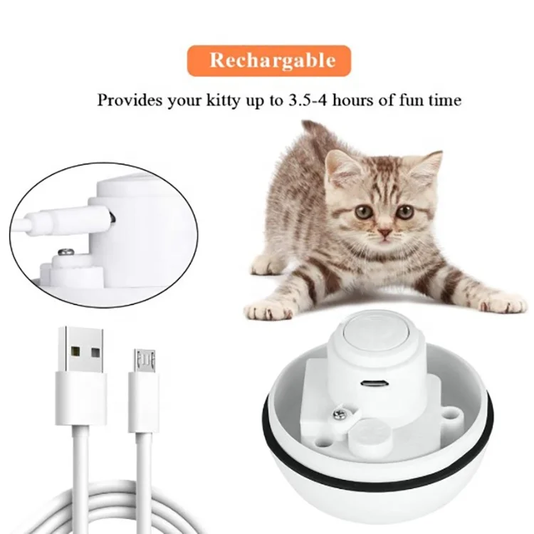 USB Перезаряжаемый лазерный игрушечный мяч для кошек вращающийся на 360 градусов умный интерактивный с вращающейся светодиодной подсветкой
