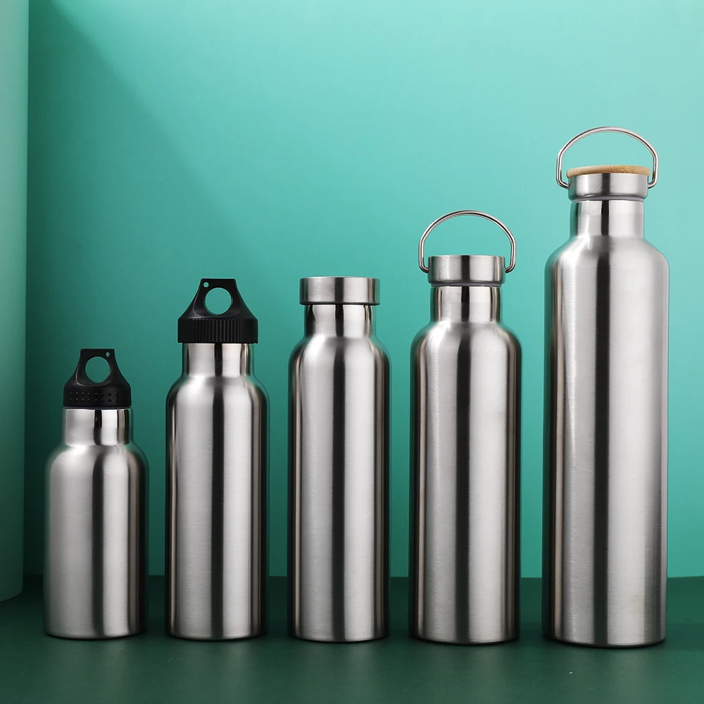 MOQ100 Custom Logo Large Capacity 1 Liter Stainless Steel Thermal  Big Water Bottles With Handle