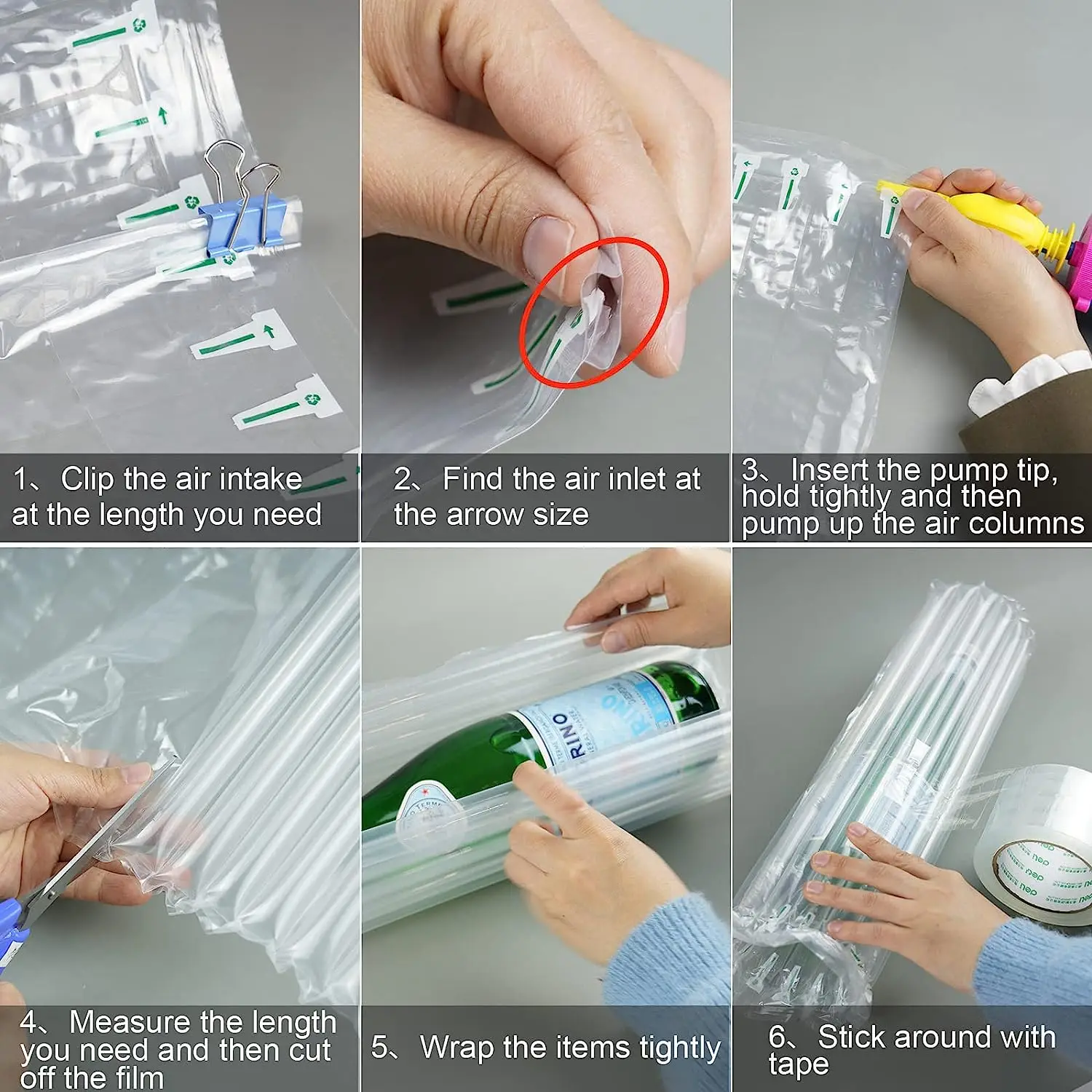 CTCX Factory Inflatable Air Bubble Cushion Film Cushioning Packaging Material Plastic Air Cushion Bubble Packaging Film