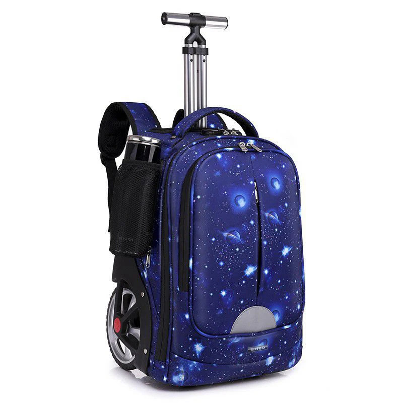 Custom Adult Rolling Backpack 2 Inline Big Wheels Wheeled Travel Backpack Trolley Suitcase Business Computer Bag Black
