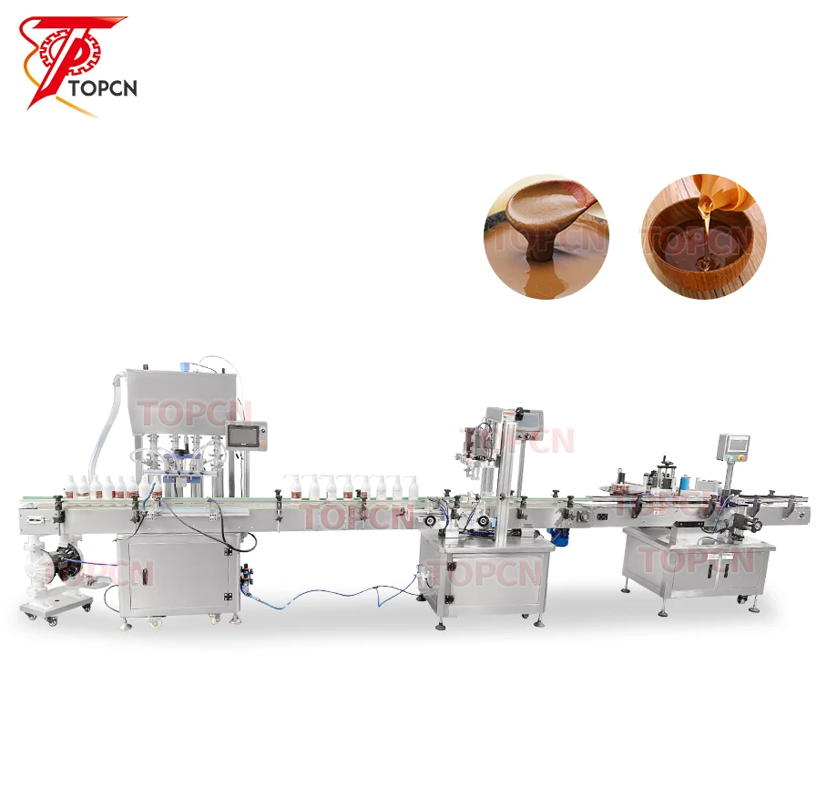 Automatic Face Cream Hand Sanitizer  Lotion Jam Ketchup Tomato Paste Bottle Filling Capping Labeling Machine Production Line