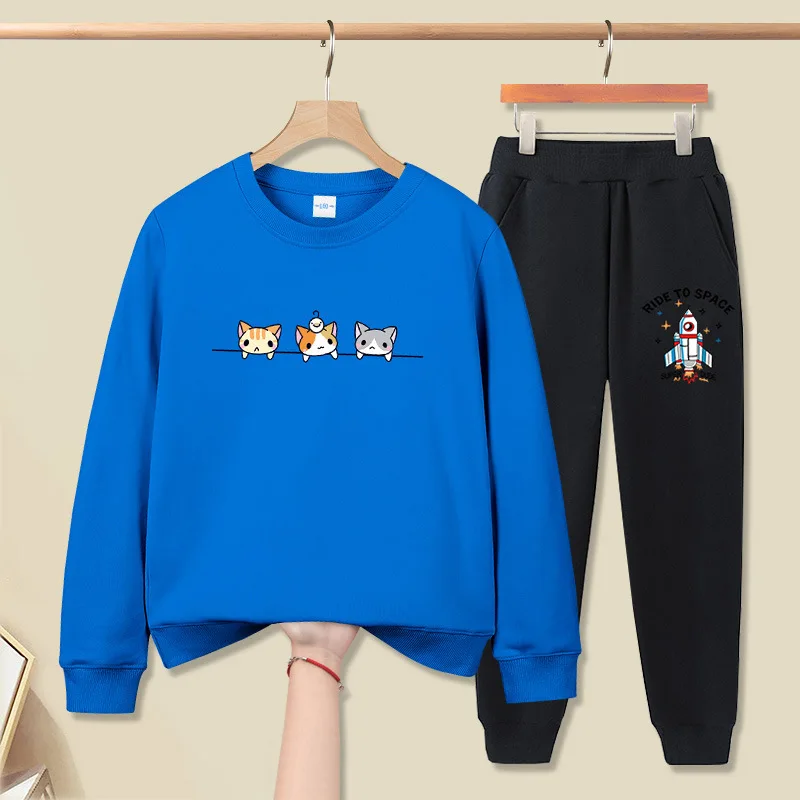 Teen Kids Clothes Baby Boys Cartoon Print Tracksuit Tops Pants 2PCS Children Boy Winter Outfits Set infantil