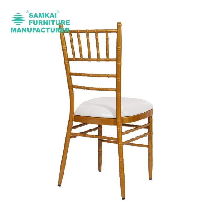 SK-YHY-A002 Premium Gold Finish Chiavari Steel Banquet Chairs Elegant Design Stackable Event Seating USA Wedding Venue Furniture