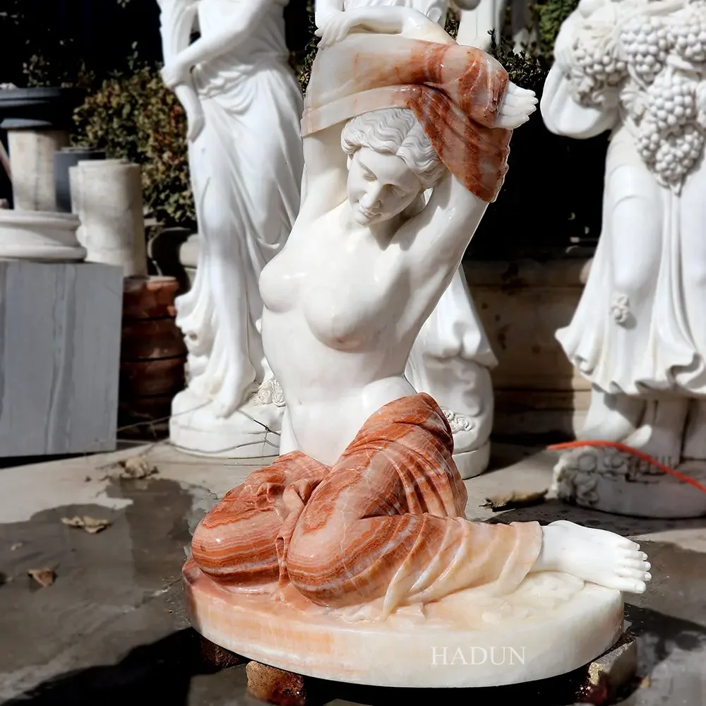 Hand Carved Villa Hotel Decorative Life Size Garden Natural Stone White Sexy Woman Sculpture Marble Nude Lady Statue For Sale