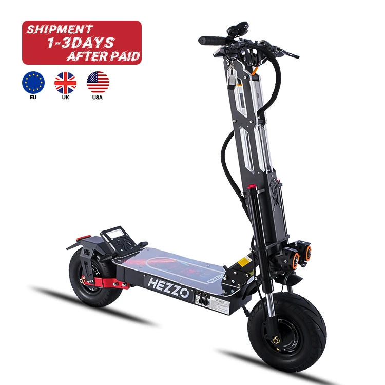 HEZZO New design high power adult Racing EScooter Electric 13inch 60V 72V 6000W DUAL Motor LG 40AH Off-road  Electric Scooter