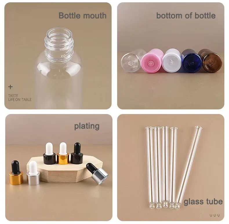 50ml 100ml luxury electrochemical aluminum PET2oz round essential oil serum plastic dropper Cosmetic dispenser empty bottle