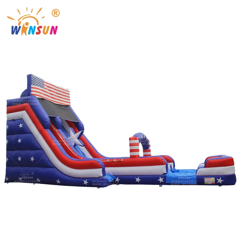 WINSUN 20ft stars and stripes double line water slide Custom commercial backyard giant slide adult and kids slide for sale