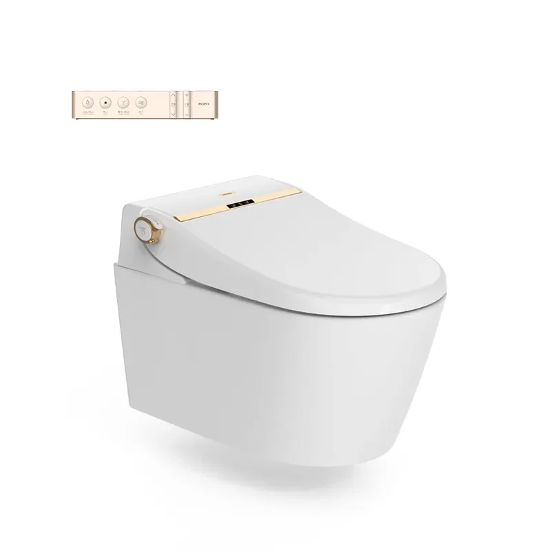 Wall Hung Smart Bidet Toilet Elongated with White Sensor Flush Plate Frame and Cistern  intelligent toilet