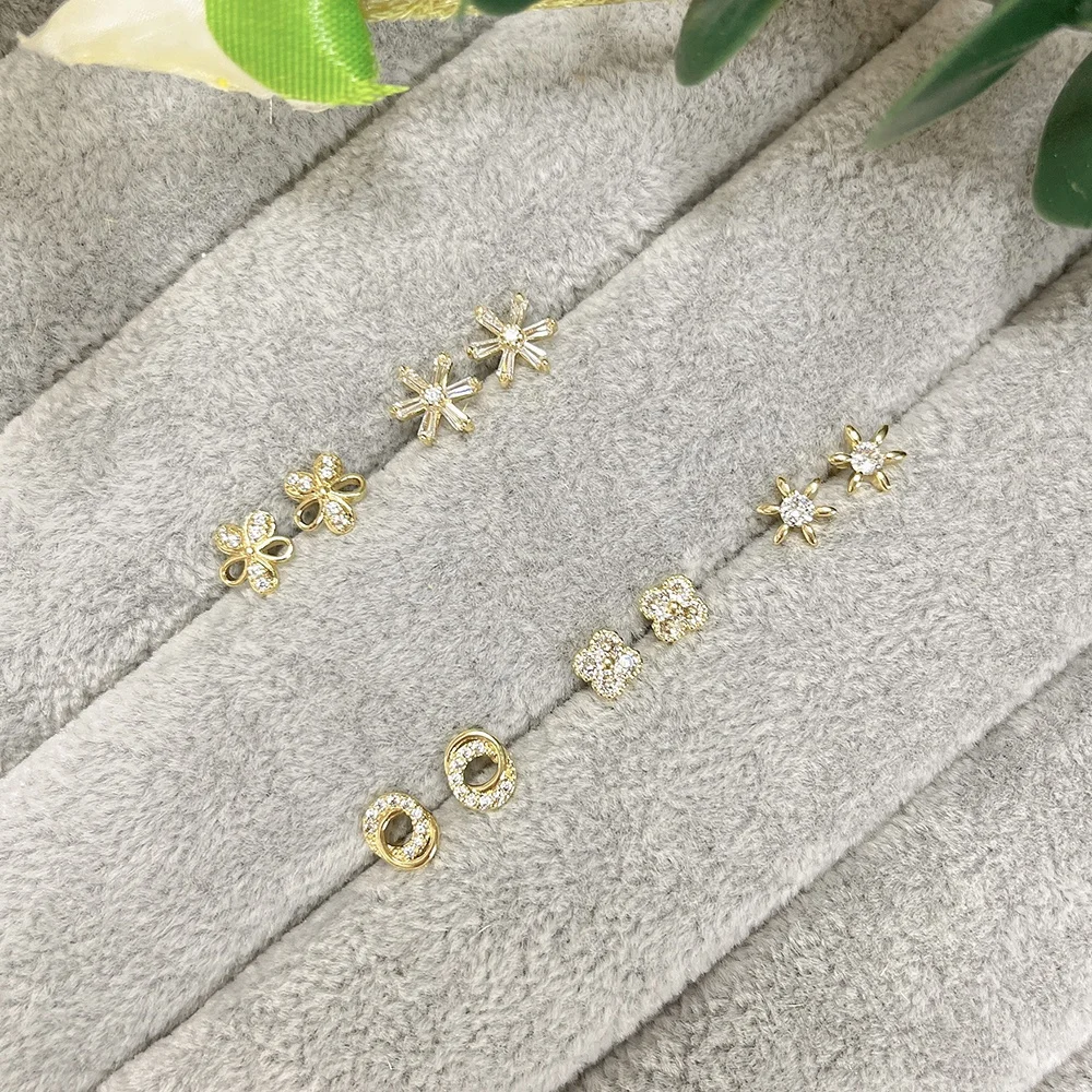 Hot sale low price gps-tracker-earrings-for-kids 18K Gold Plated funky Floral earrings new arrivals