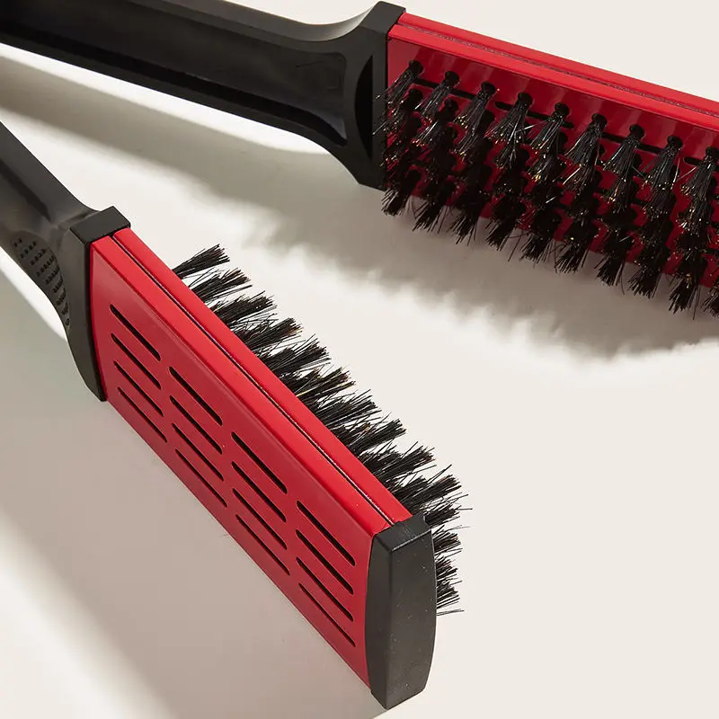 Ceramic Coating Hair Straightener Brush Professional V-clip Style Hair Brush Flat Iron Comb bristle nylon Double Boar Bristle
