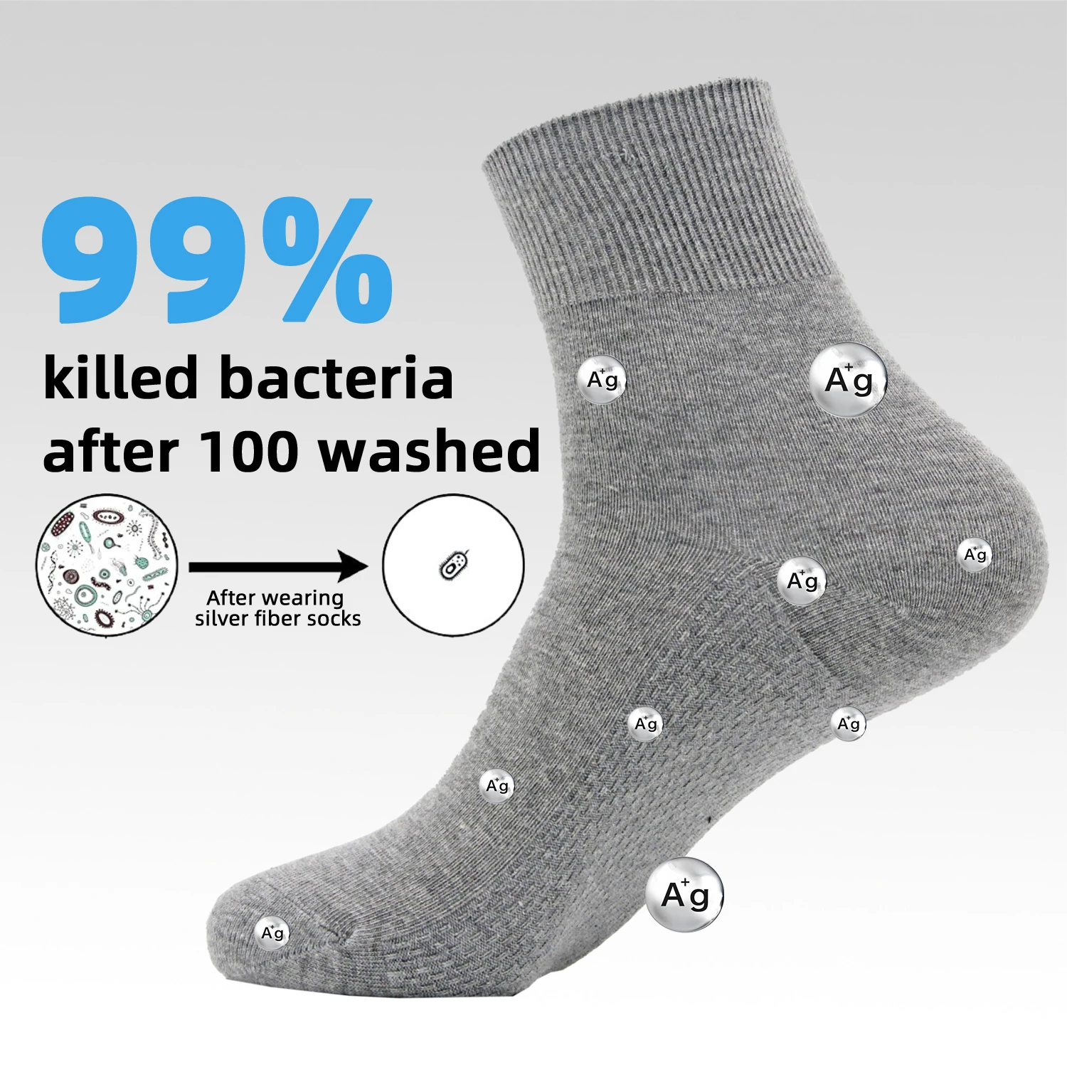 Sliver Fiber Loose Fit Socks Antimicrobial For Good Blood Circulation Diabetic Soft Seamless Toe Binding Sock For Sport Shoes