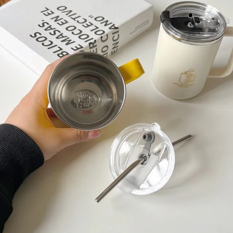 Yuedisi Wholesale 24oz 500ml Mugs Double Wall Office Cups 304 Stainless Steel Coffee Mugs with Handle