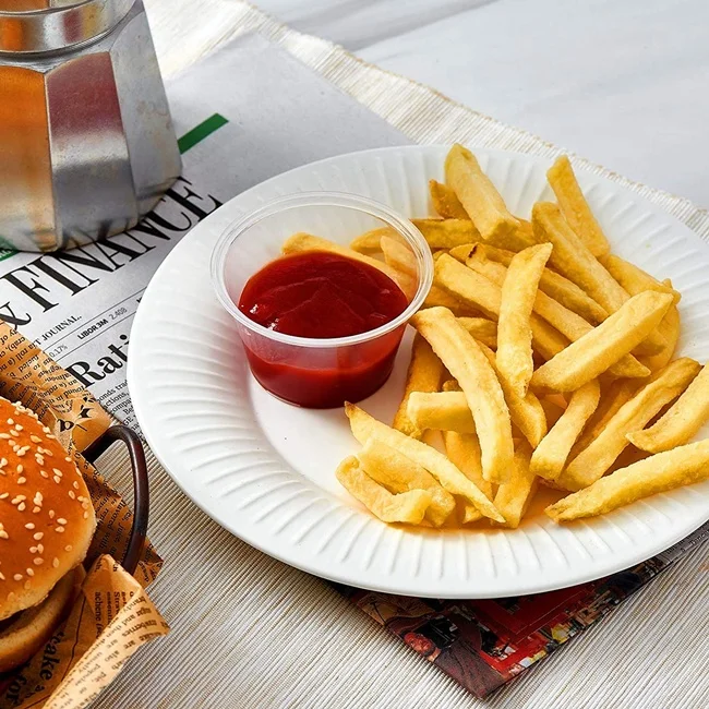 Disposal Plastic Soufle Cup Restaurant Takeout 2oz Sauce Portion Cups with lid PET Souffle Condiment Tasse Cups