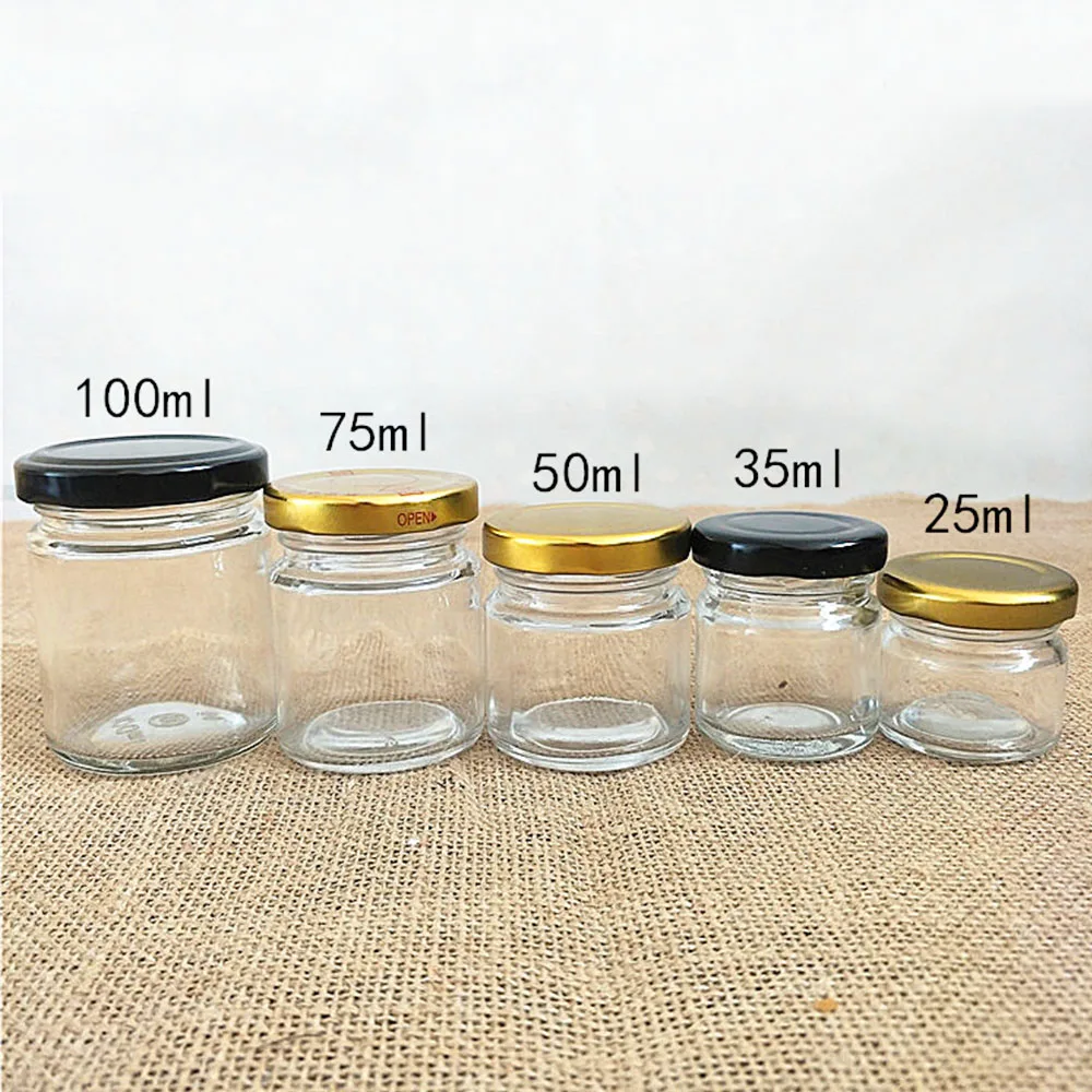 Empty clear mini 25ml 35ml 50ml 75ml 100ml jam jars bird nest packaging virgin coconut oil bottle small glass jar for honey