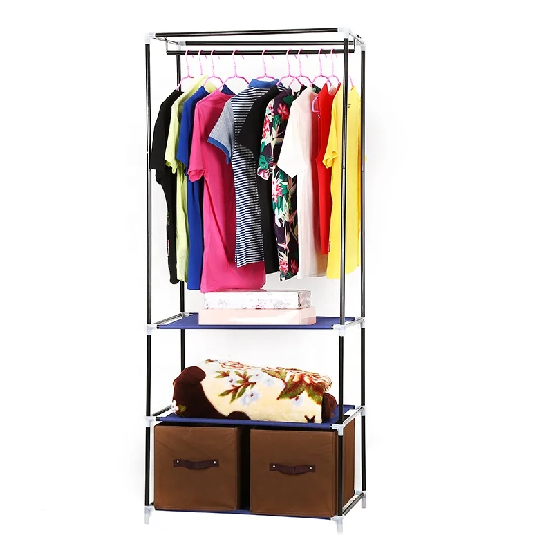 2022Popular folding DIY metal rack portable wardrobe    fabric wardrobe