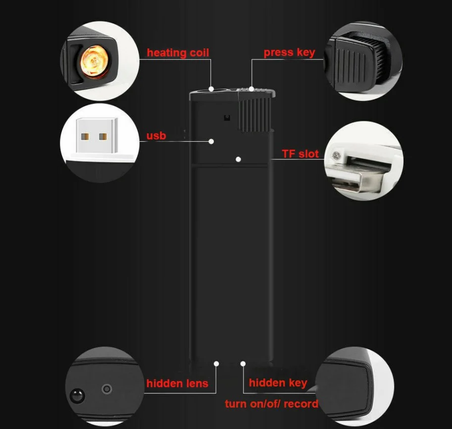 No Hole Real Lighter WiFi IP CamRecorder HD 1080P Portable Mini DVR with Night Vision Hidden Spy Camera