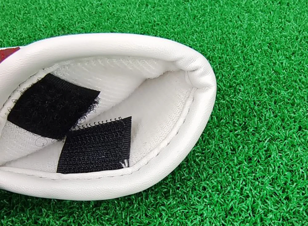 Factory supply White  PU  Leather  Red &Blue Stripes  Customized Logo Golf Club Iron Cover