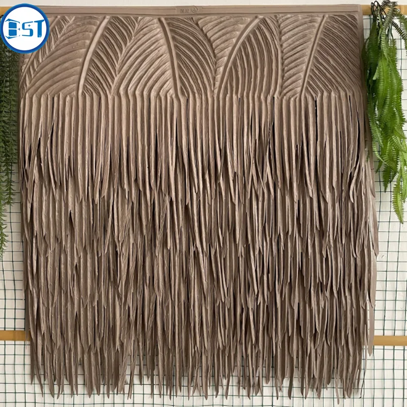 Water resistant emulation palm leaf thatch roof synthetic palm artificial straw plastic thatch for farm roofing