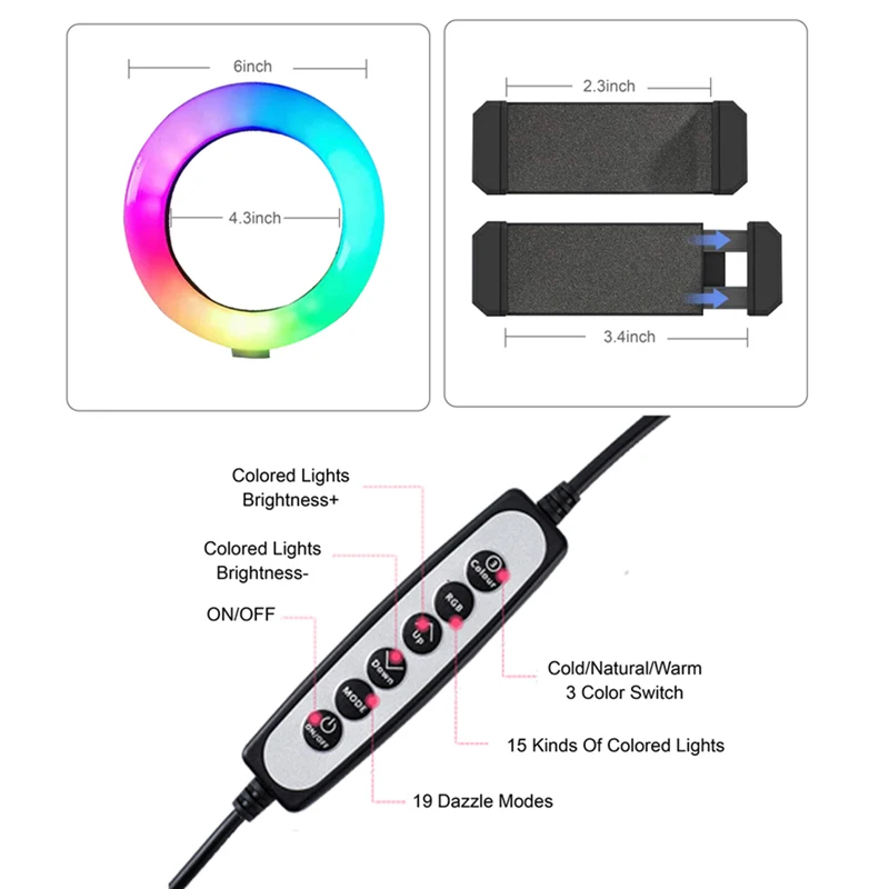  Набор для фотосъемки светодиодная подсветка RGB кольцевой светильник селфи микрофон с микрофоном YouTube Tik