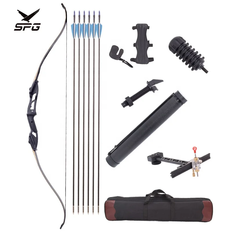 SPG Archery Takedown Recurve Bow Fiberglass Arrow Rest Quiver Guard Stabilizer Sight Case Wooden Archer Training Equipment