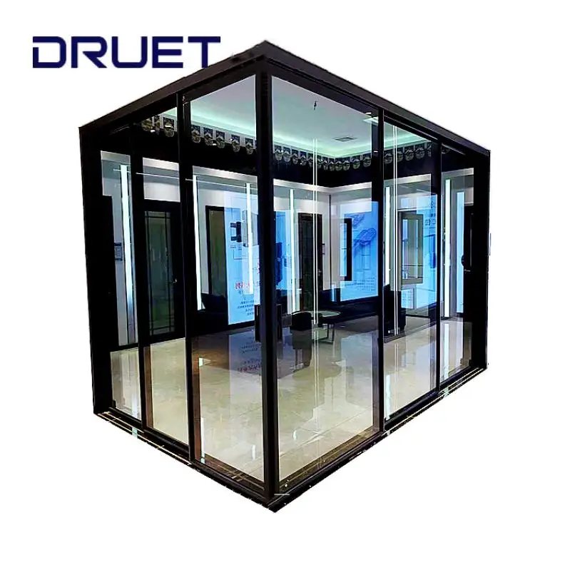 Druet four panels exterior glass sliding door aluminum sliding glass door with mosquito net